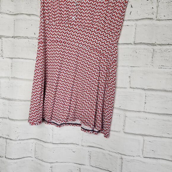 Boden Womens Multicolor Geometric Half Button Cap Sleeve Fit & Flare Dress Sz 8R - Picture 4 of 11